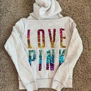 Limited editions VS pink rainbow sequin hoodie